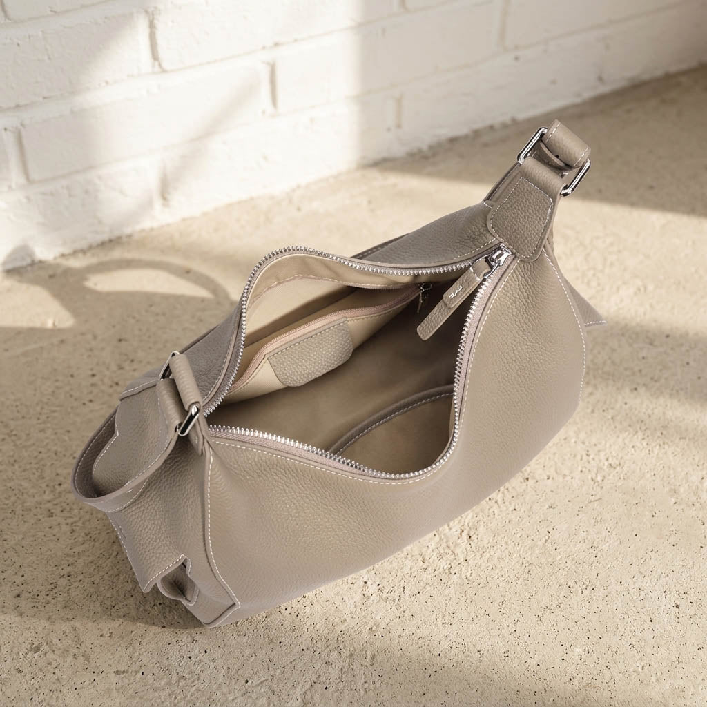 Crescent Shoulder Bag – Genuine Cowhide Leather Hobo Bag