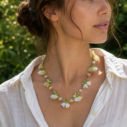 Spring Blossom Garden Necklace – Handcrafted Floral Botanical Statement Necklace