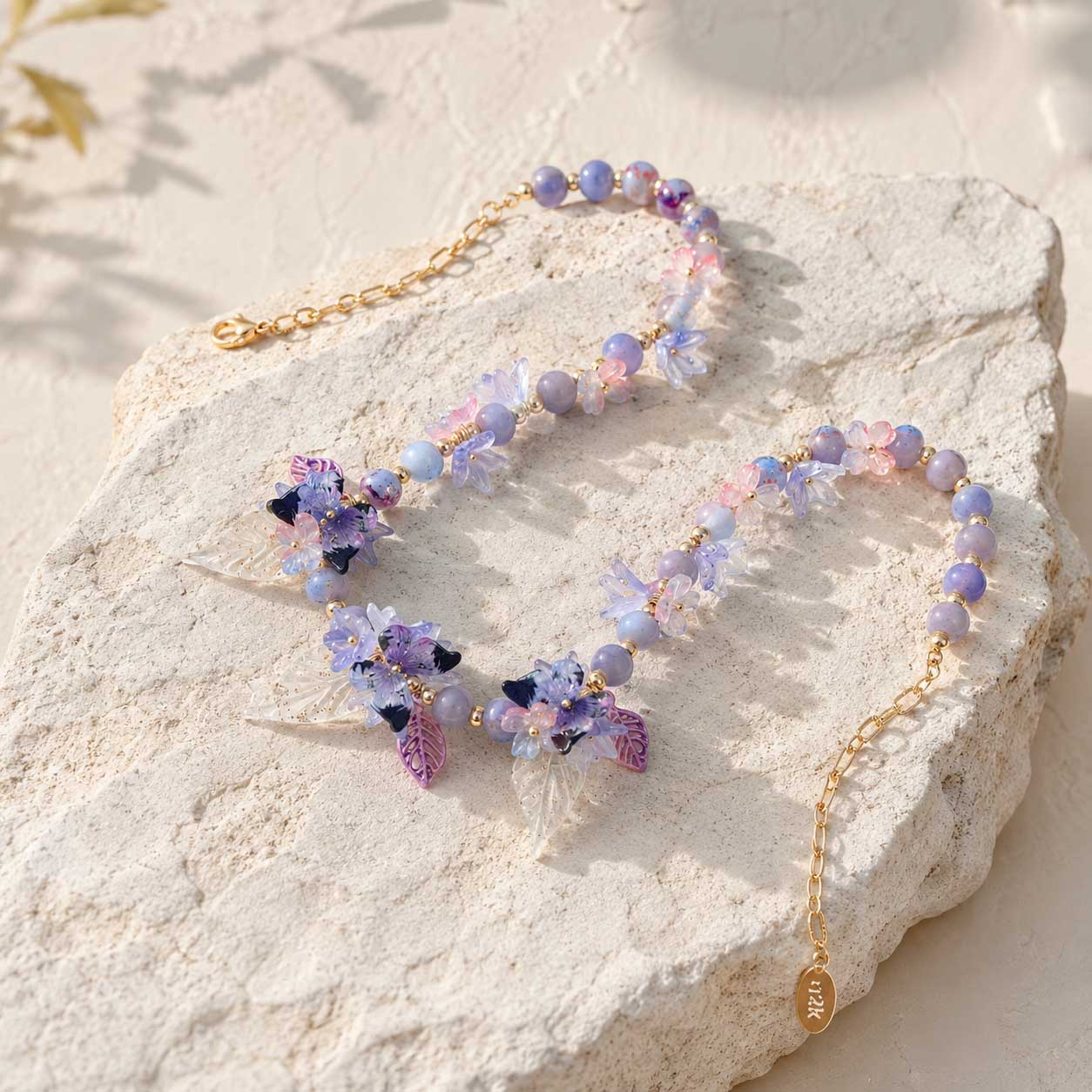 Lavender Butterfly Bloom Necklace – Handcrafted Floral Butterfly Statement Necklace