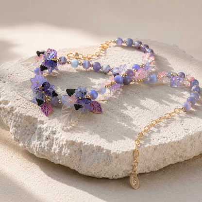 Lavender Butterfly Bloom Necklace – Handcrafted Floral Butterfly Statement Necklace