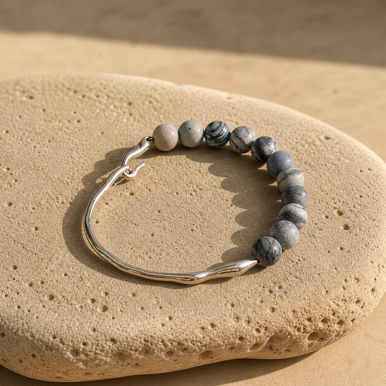 Jasper Hook Bracelet – Zebra Jasper Gemstone Bead Bracelet