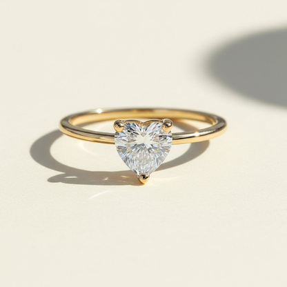Heart Moissanite Solitaire Ring – Gold Plated Sterling Silver