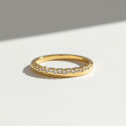 Pavé Moissanite Band Ring – Gold Plated Sterling Silver Stacking Ring