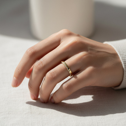 Pavé Moissanite Band Ring – Gold Plated Sterling Silver Stacking Ring