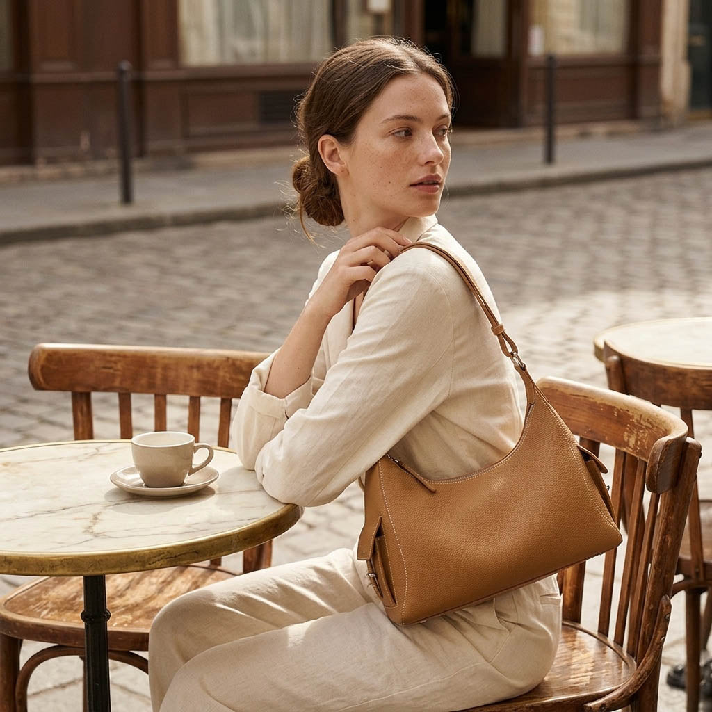 Crescent Shoulder Bag – Genuine Cowhide Leather Hobo Bag