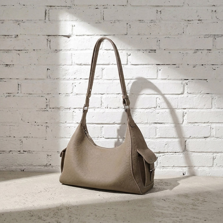 Crescent Shoulder Bag – Genuine Cowhide Leather Hobo Bag