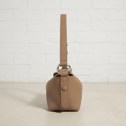 Curved Hobo Bag – Genuine Pebbled Leather Shoulder & Crossbody Bag