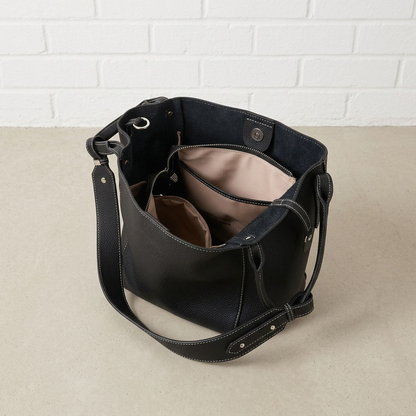 Minimal Structured Tote – Soft Grain Leather Shoulder Bag
