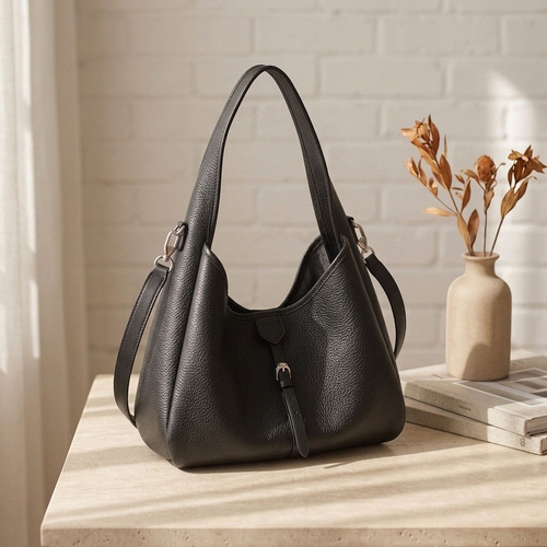 Soft Leather Hobo Shoulder Bag