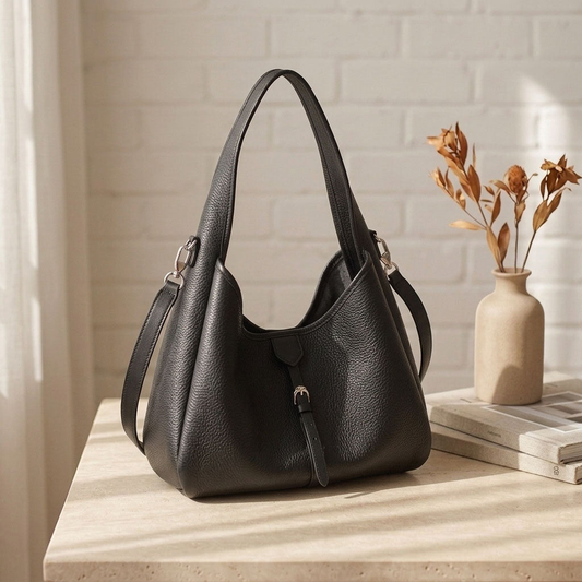 Soft Leather Hobo Shoulder Bag