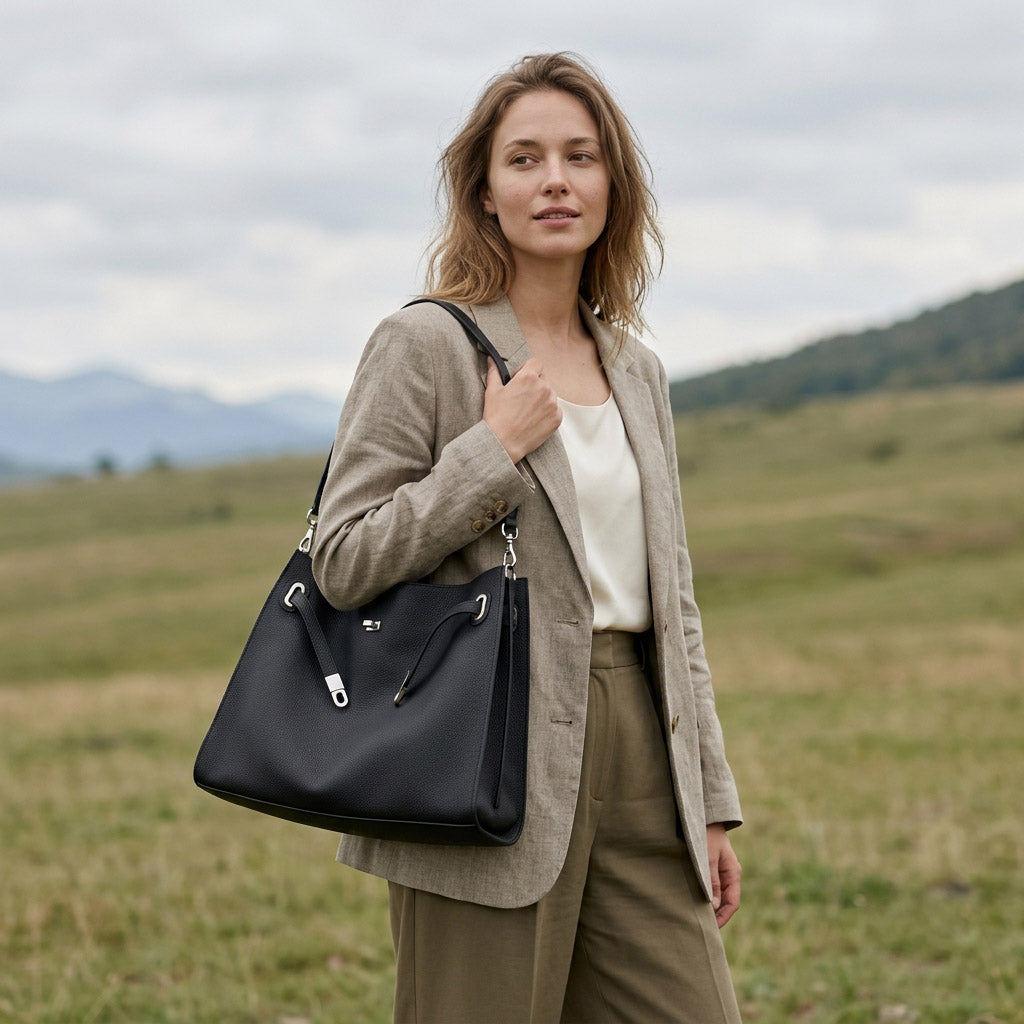Soft Slouchy Leather Bag – Soft Grain Leather Shoulder & Crossbody Tote