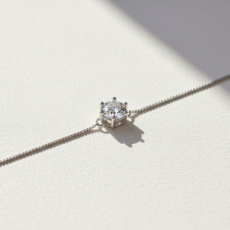 Solitaire Moissanite Bracelet – 1ct Adjustable Sterling Silver Bracelet