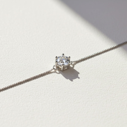 Solitaire Moissanite Bracelet – 1ct Adjustable Sterling Silver Bracelet
