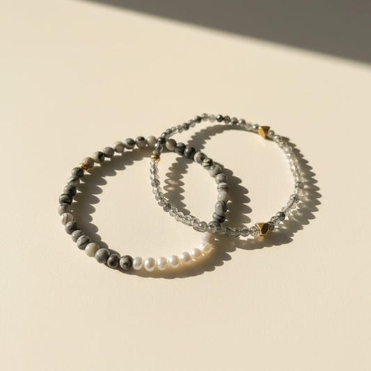 Zebra Jasper Bracelet – Natural Gemstone & Freshwater Pearl Stretch Bracelet