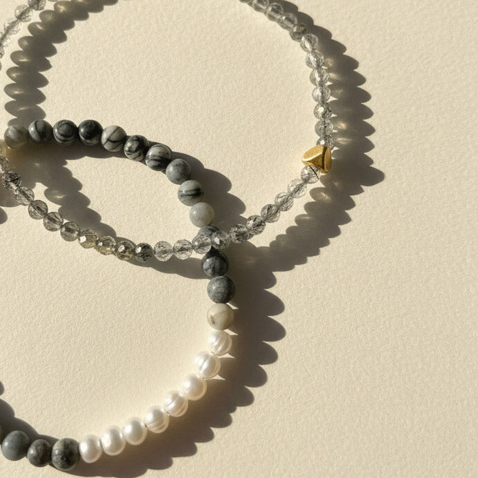 Zebra Jasper Bracelet – Natural Gemstone & Freshwater Pearl Stretch Bracelet